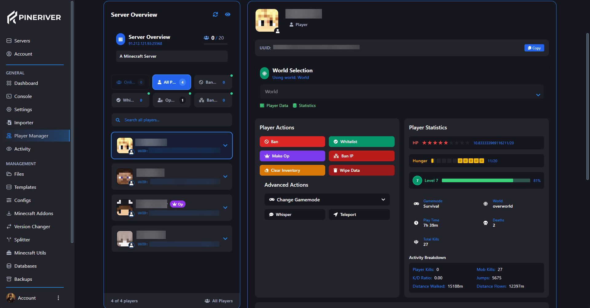 Minecraft players and utilities